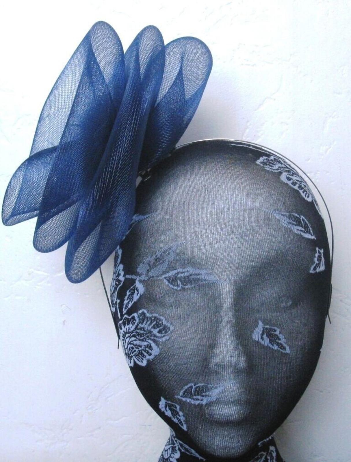 navy blue headband crin fascinator millinery hat wedding ascot