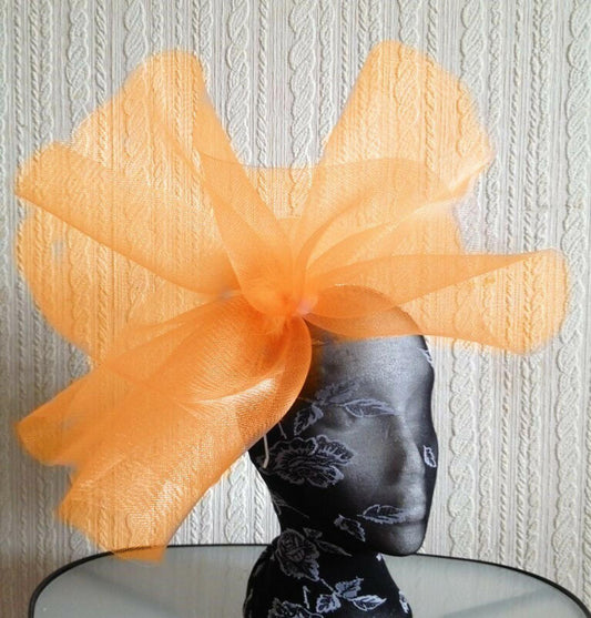 orange fascinator millinery burlesque wedding hat ascot race bridal British