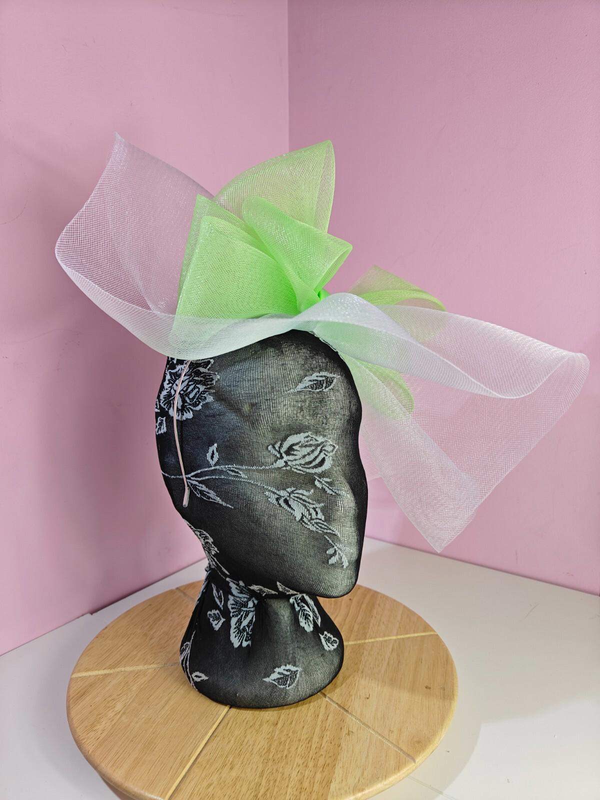 white light green fascinator millinery headband derby wedding hat ascot race