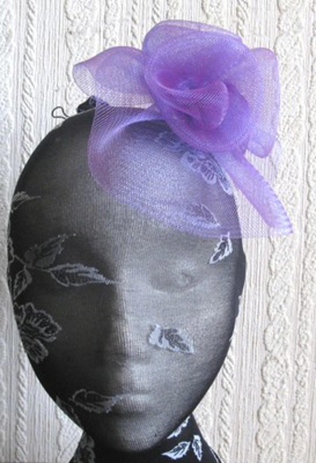 purple flower fascinator millinery  brooch clip wedding hat bridal ascot race
