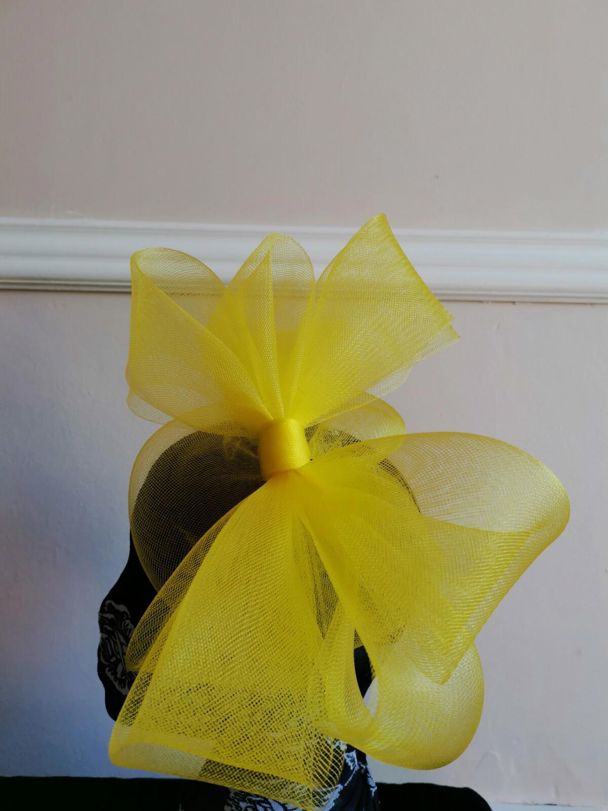 yellow fascinator millinery burlesque headband wedding hat hair piece ascot race