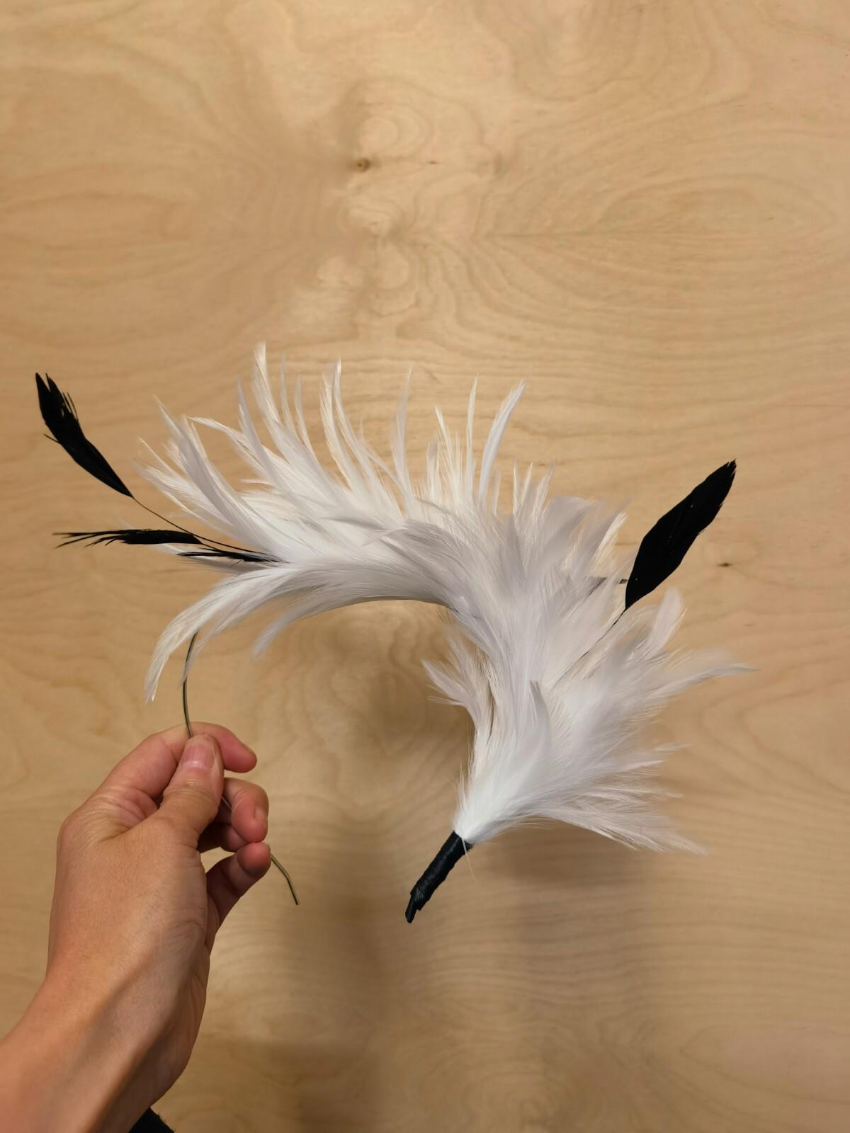 white feather headband fascinator millinery wedding ascot bridal hat hair piece