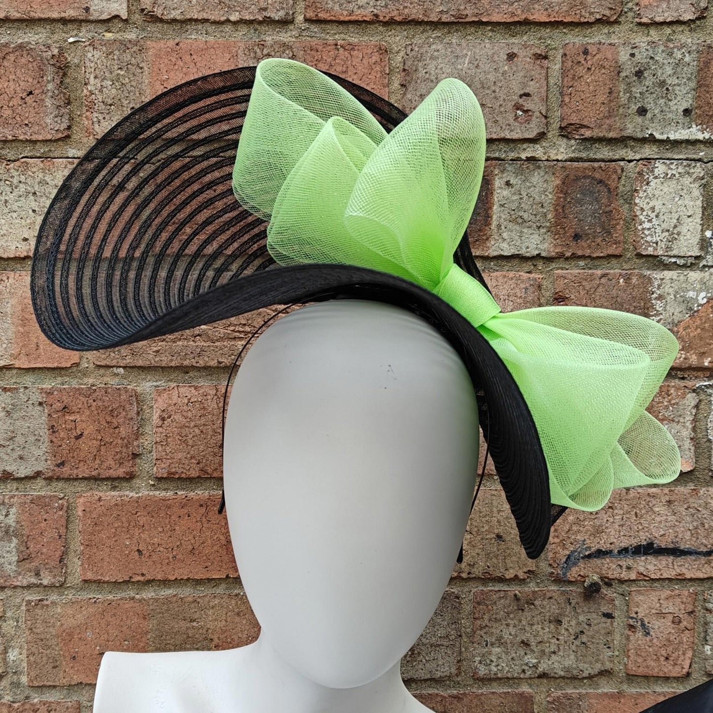 black light green bow crinoline fascinator millinery headband wedding hat party cosplay