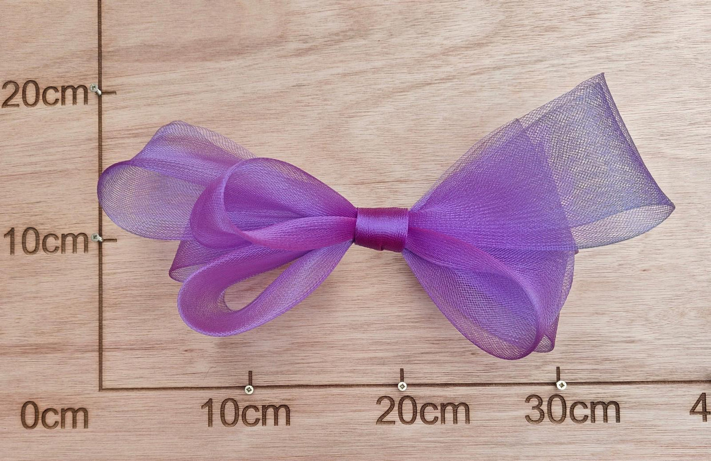 purple large crinoline bow art craft DIY handmade fascinator hair clip