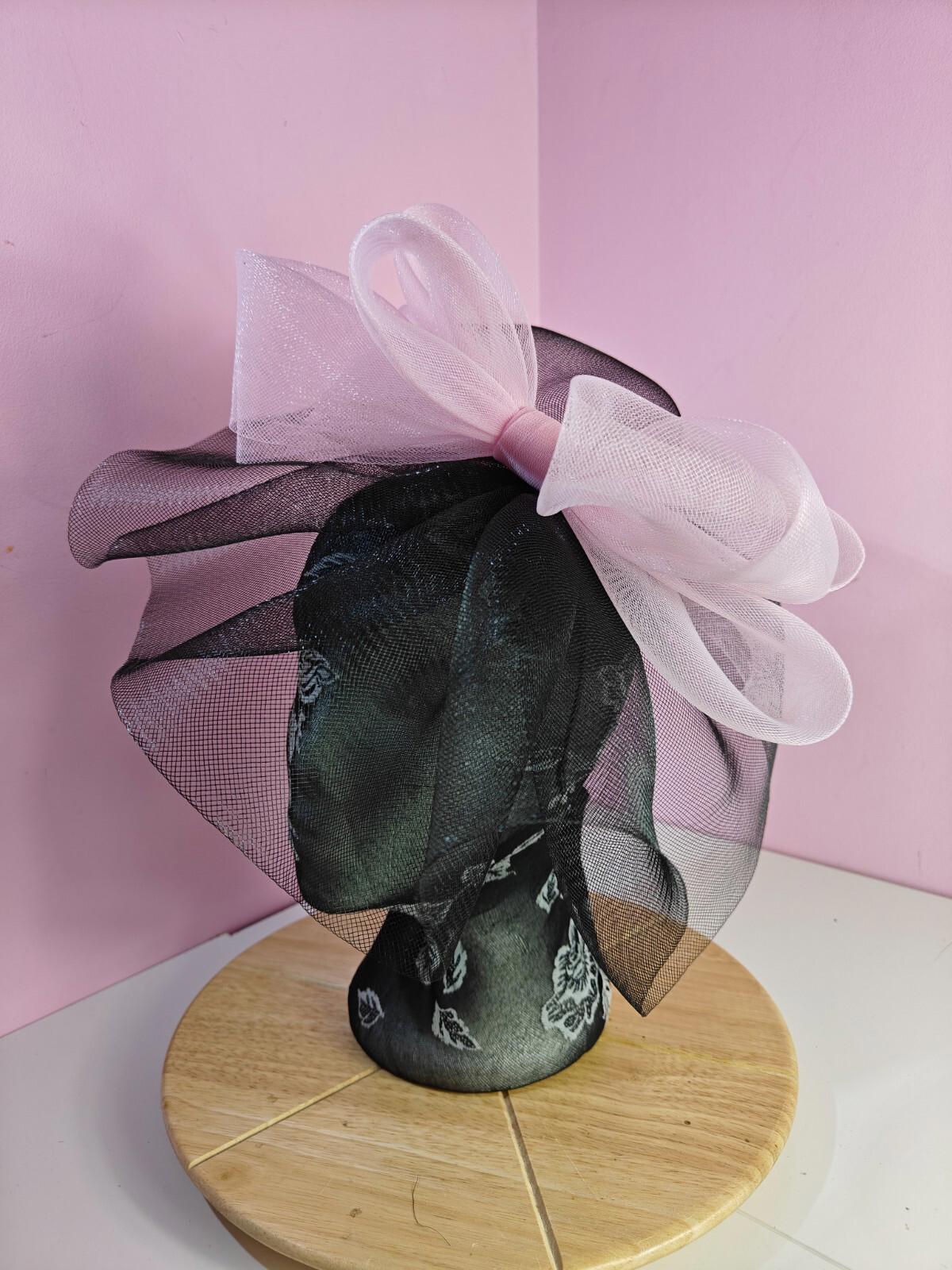 black light pink fascinator millinery headband derby wedding hat ascot race
