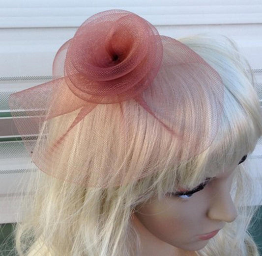 brown tan fascinator millinery feather brooch clip wedding hat bridal ascot race