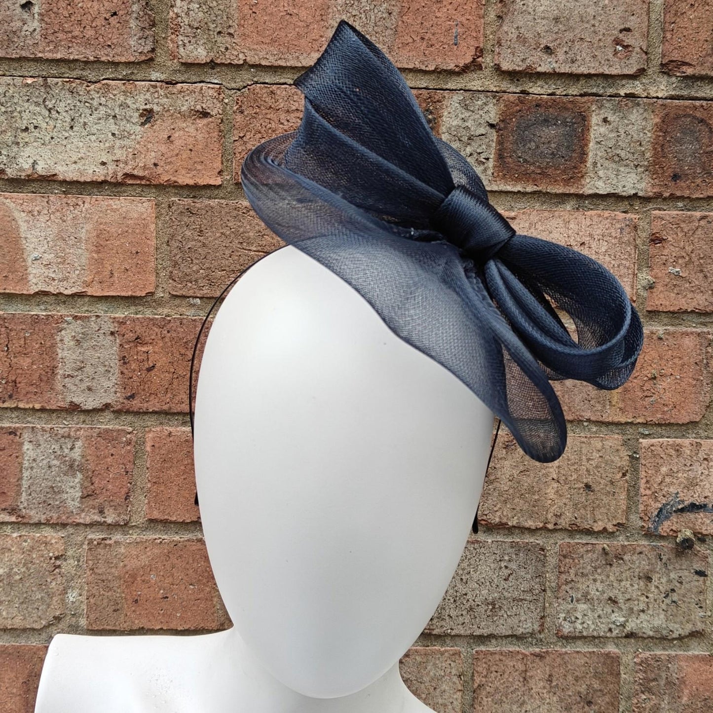 dark navy handmade fascinator millinery headband wedding hat race party
