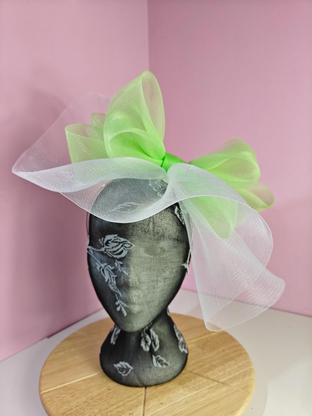 white light green fascinator millinery headband derby wedding hat ascot race