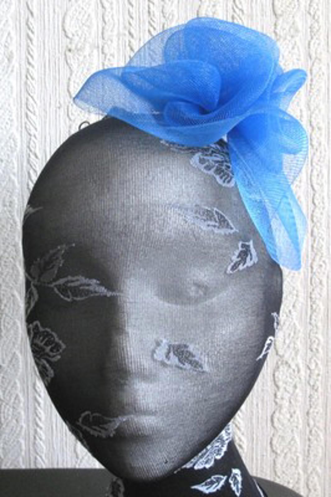 blue flower fascinator millinery  brooch clip wedding hat bridal ascot race