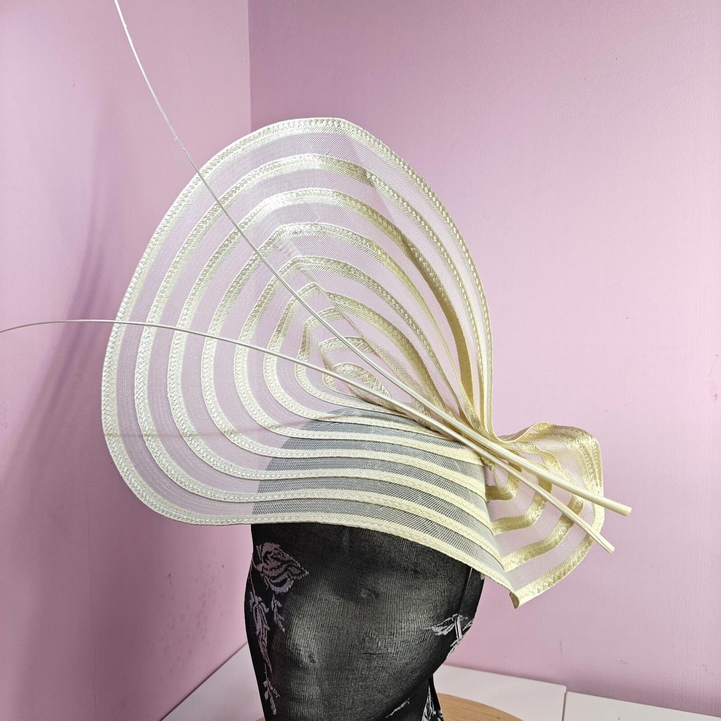 cream ostrich quill spine fascinator wedding hat Kentucky Derby Royal Ascot