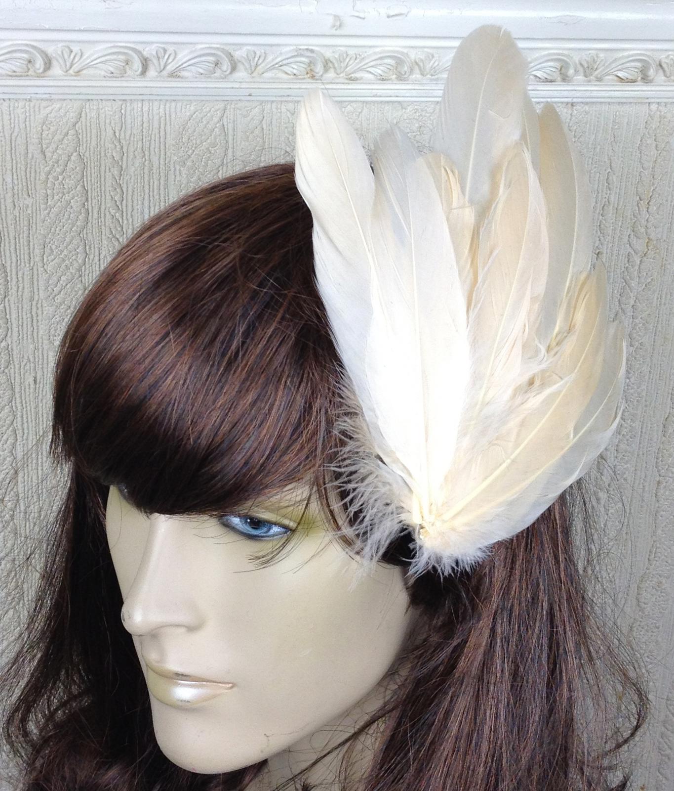 peach coral nude feather fascinator millinery hair clip wedding piece ascot race