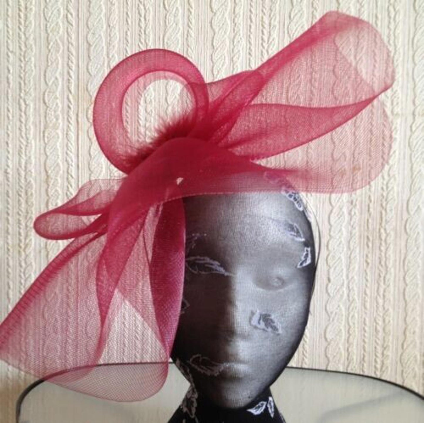 dark red headband crin fascinator millinery hat wedding ascot