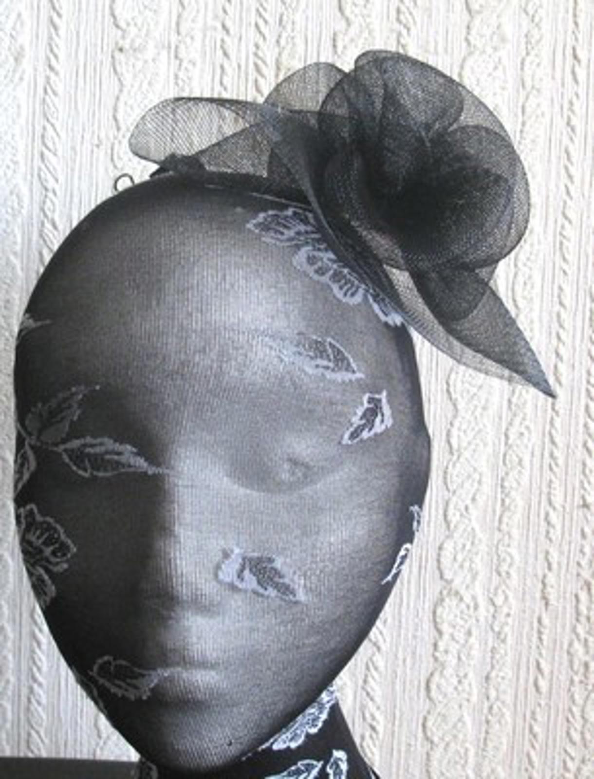 black flower fascinator millinery  brooch clip wedding hat bridal ascot