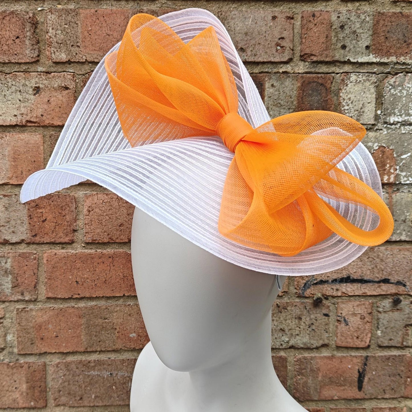 white orange bow crinoline fascinator millinery headband wedding hat party cosplay