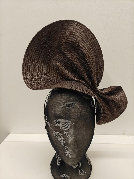 dark brown large straw fascinator millinery burlesque headband wedding hat