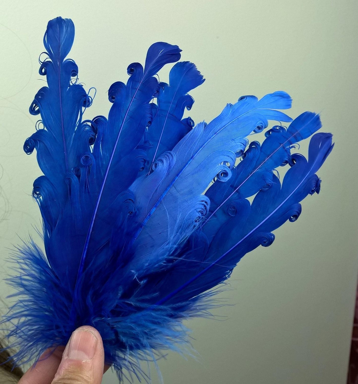 blue feather fascinator millinery hair clip wedding piece ascot race dance 1