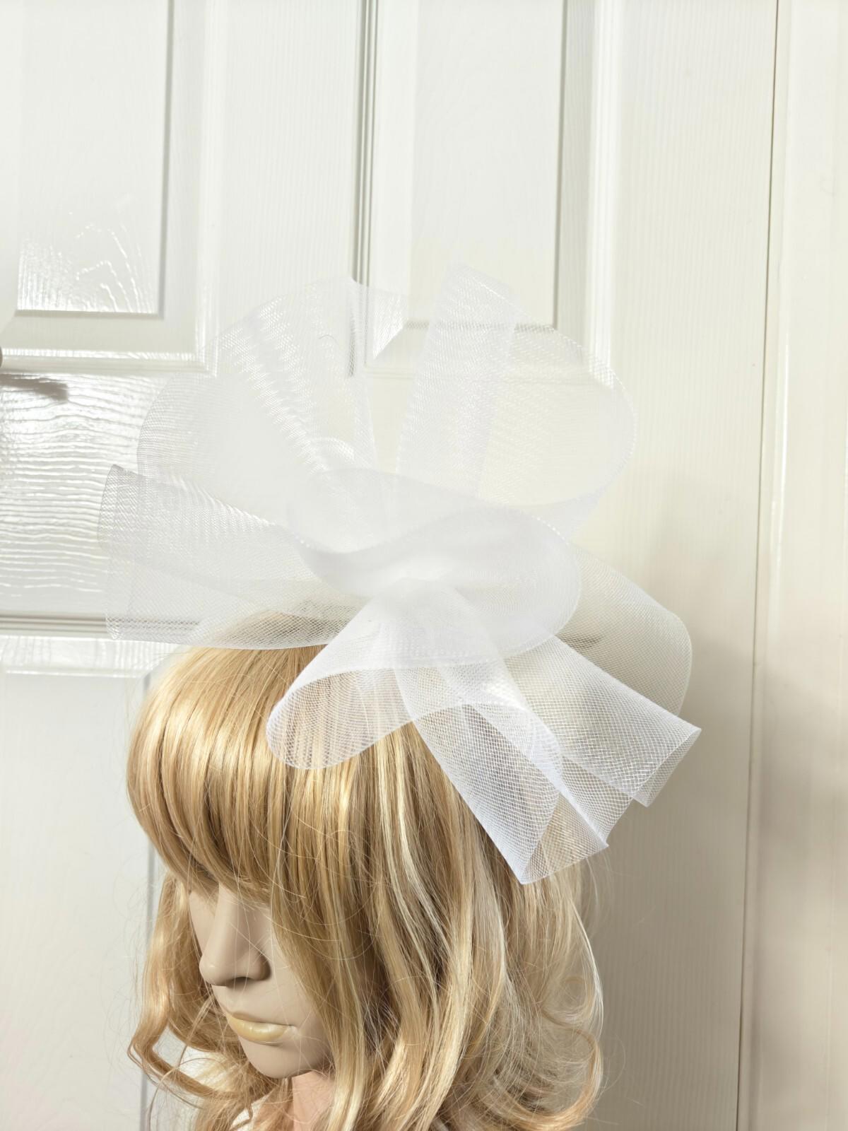 white fascinator millinery burlesque headband wedding hat ascot race