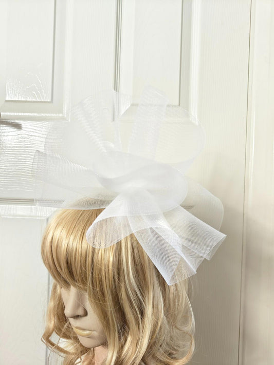white fascinator millinery burlesque headband wedding hat ascot race