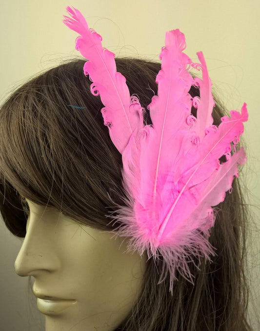 pink feather fascinator millinery hair clip wedding piece ascot race dance