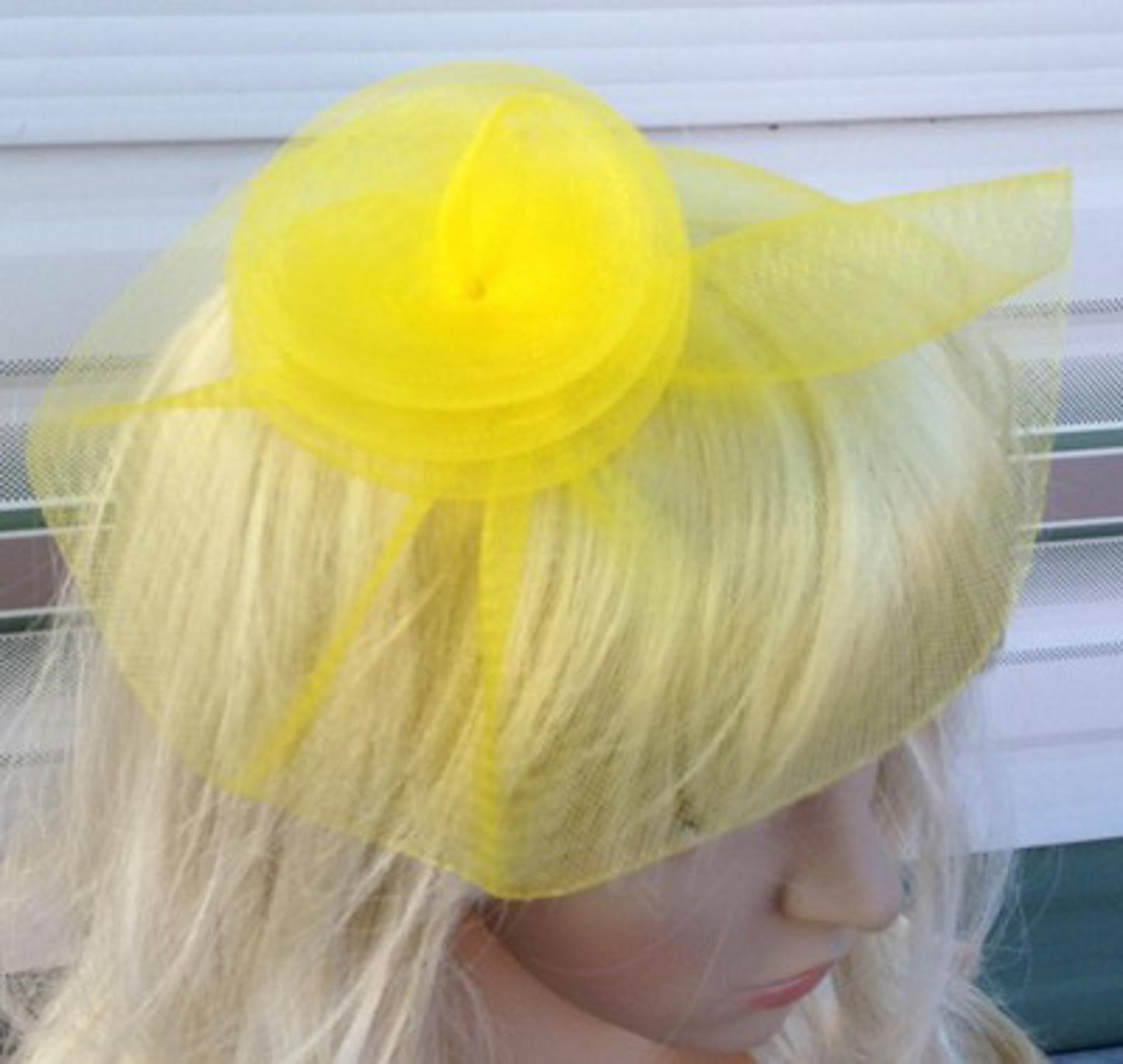 yellow fascinator millinery feather brooch clip wedding hat bridal ascot race