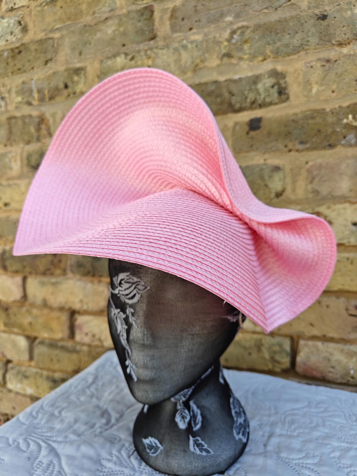 light pink large straw fascinator millinery headband wedding hat ascot