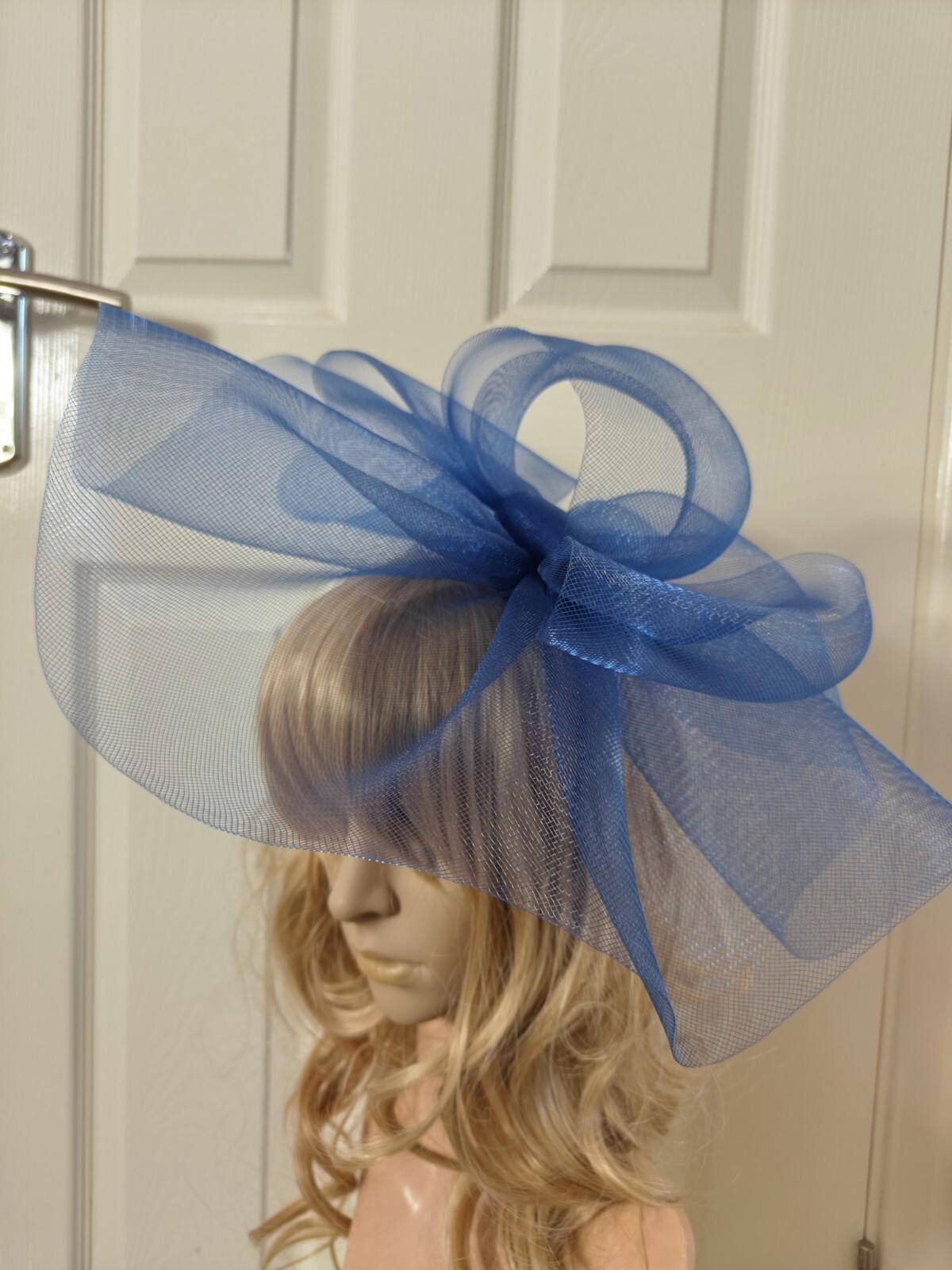 blue fascinator millinery burlesque headband wedding hat ascot race