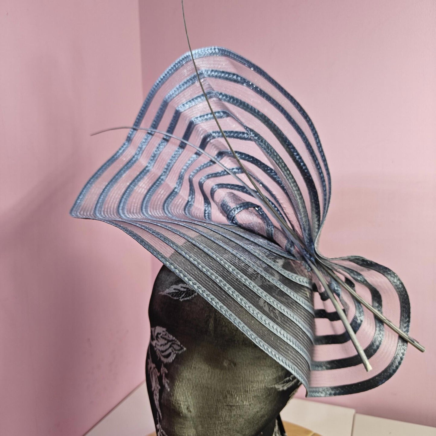 grey ostrich quill spine fascinator wedding hat Kentucky Derby Royal Ascot