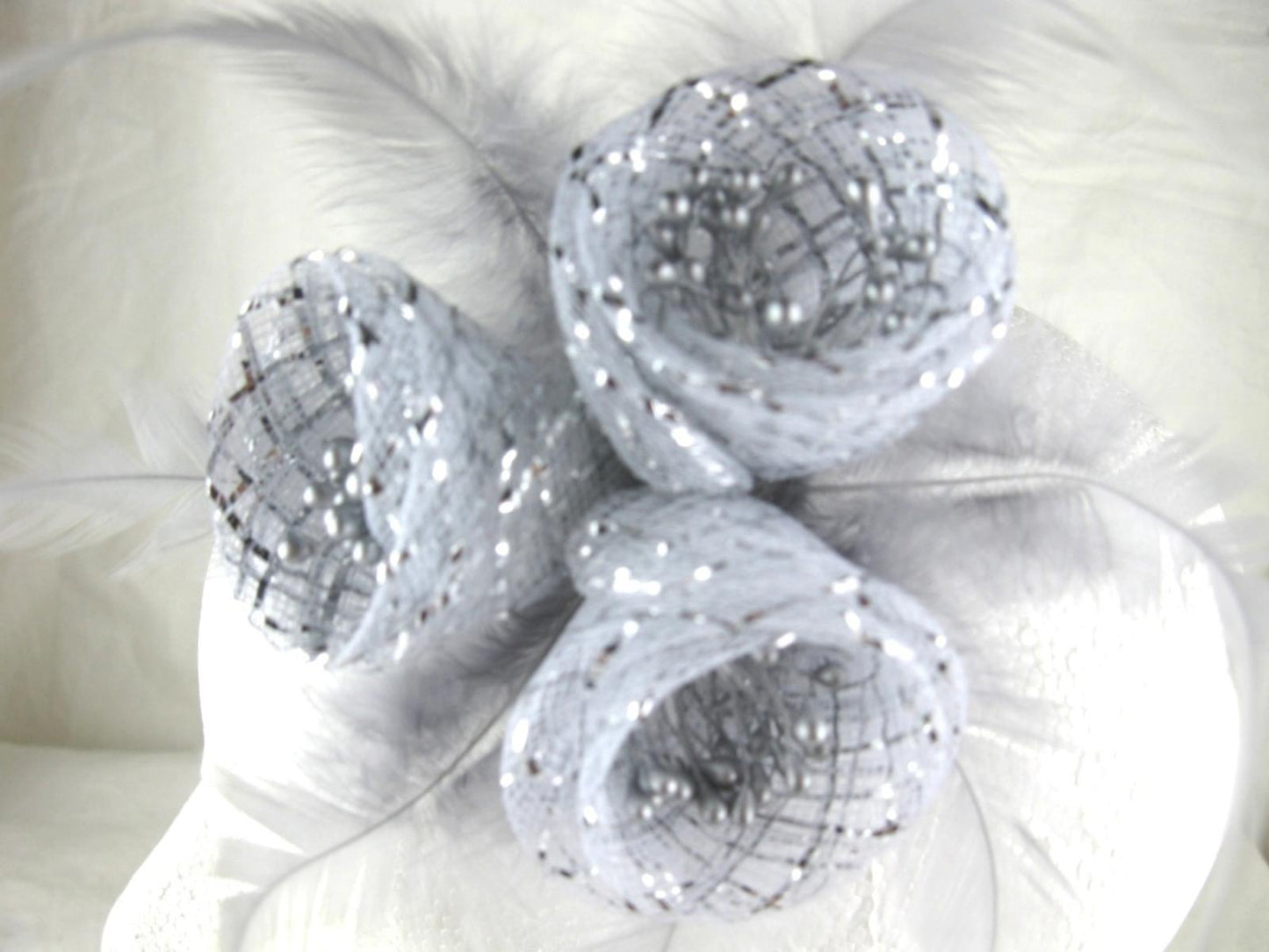sliver grey fascinator millinery feather brooch clip wedding hair piece ascot