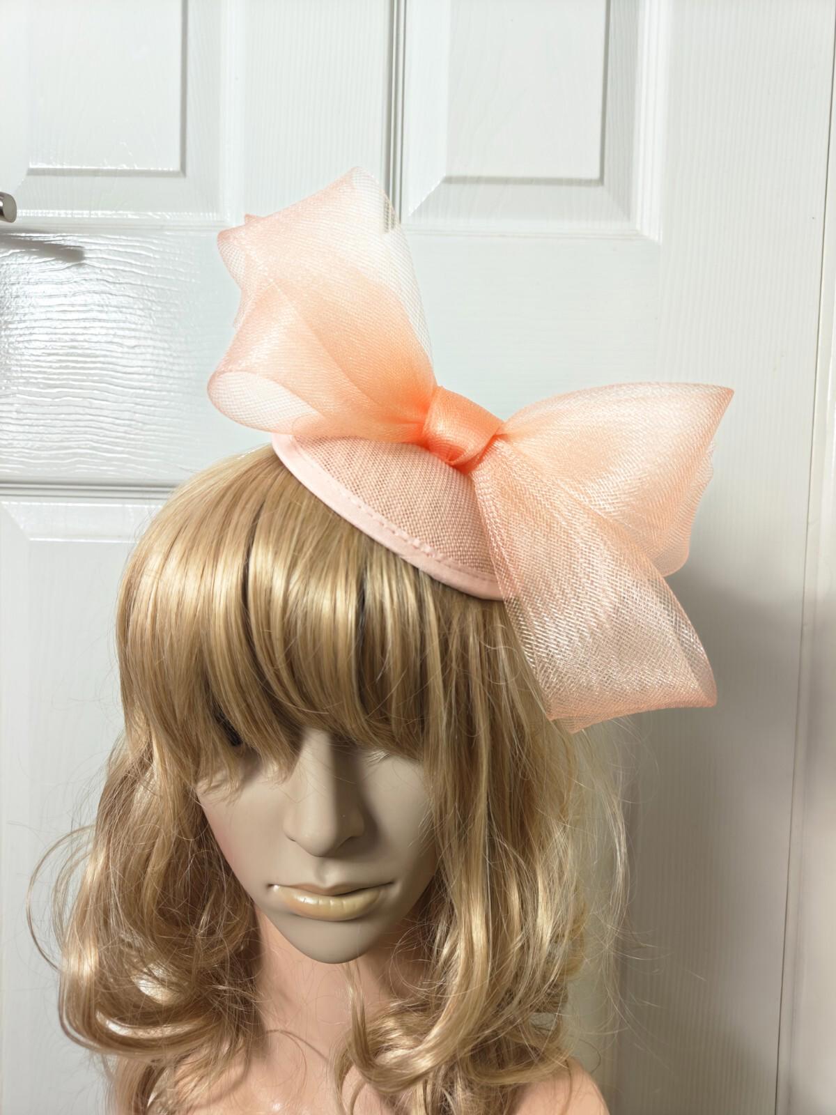 peach coral nude fascinator millinery burlesque headband wedding hat ascot race