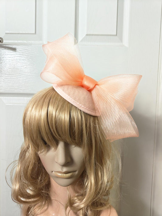 peach coral nude fascinator millinery burlesque headband wedding hat ascot race
