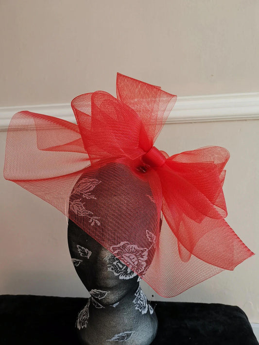 bright red headband crin fascinator millinery hat wedding ascot