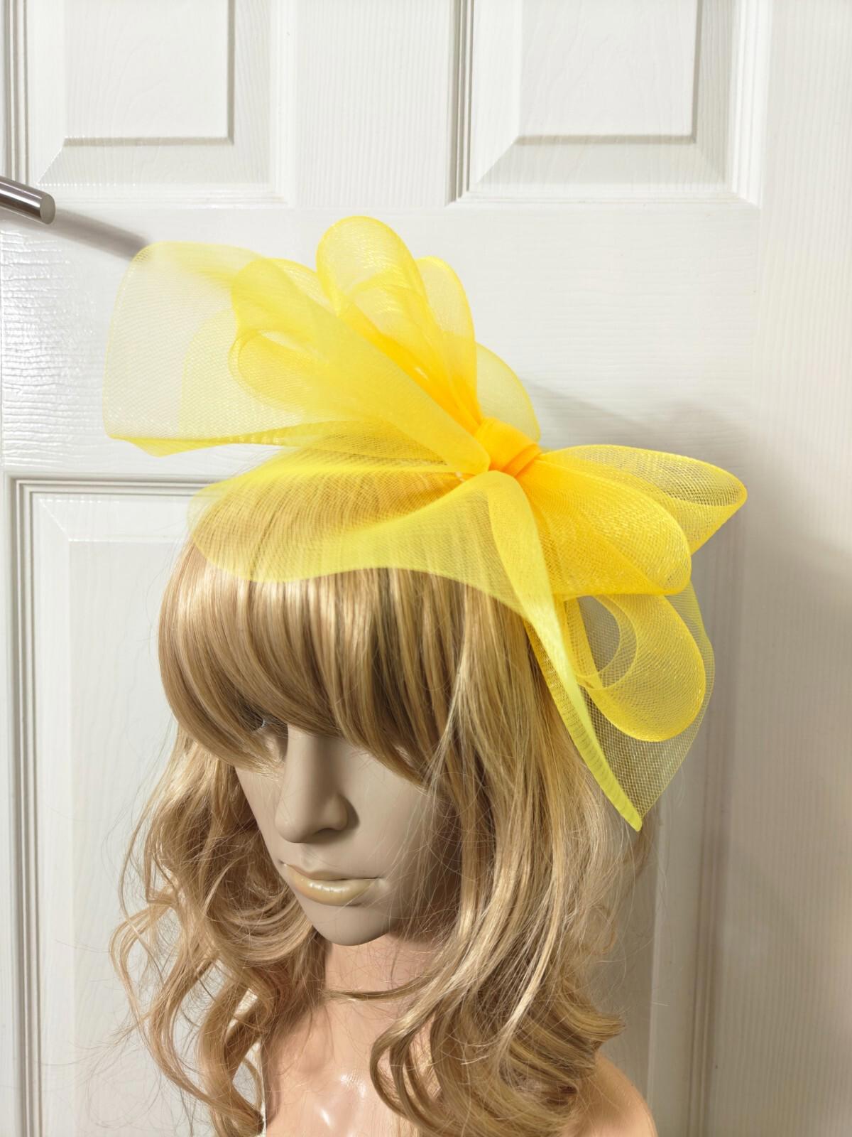 yellow fascinator millinery burlesque headband wedding hat ascot race