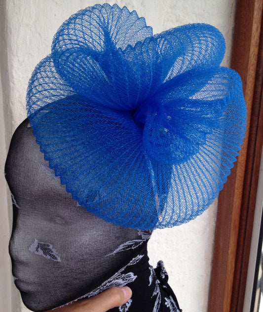 Blue fascinator millinery burlesque wedding hat hair piece ascot race bridal 1