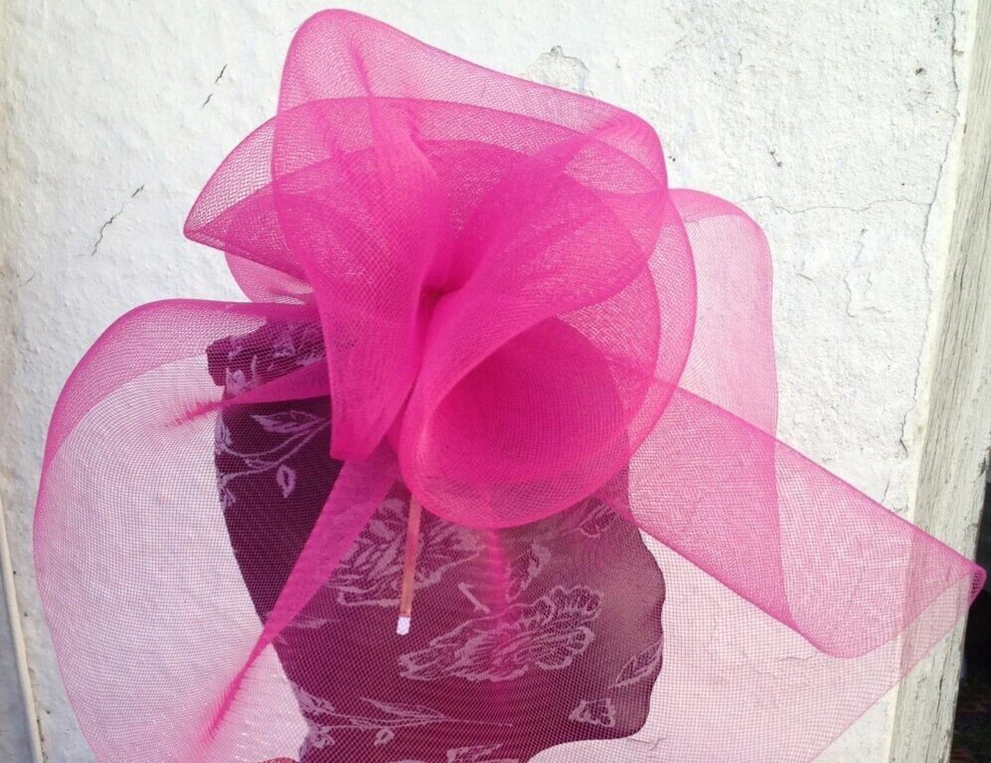 hot pink headband crinoline fascinator millinery hat wedding ascot