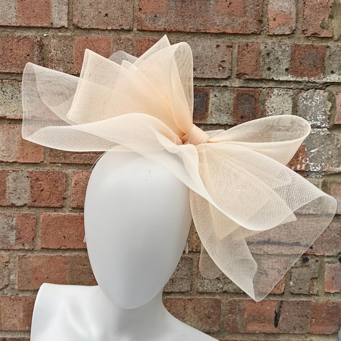nude peach handmade fascinator millinery headband wedding hat race party