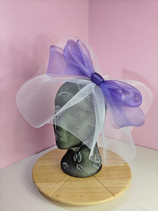 white light purple fascinator millinery headband derby wedding hat ascot race