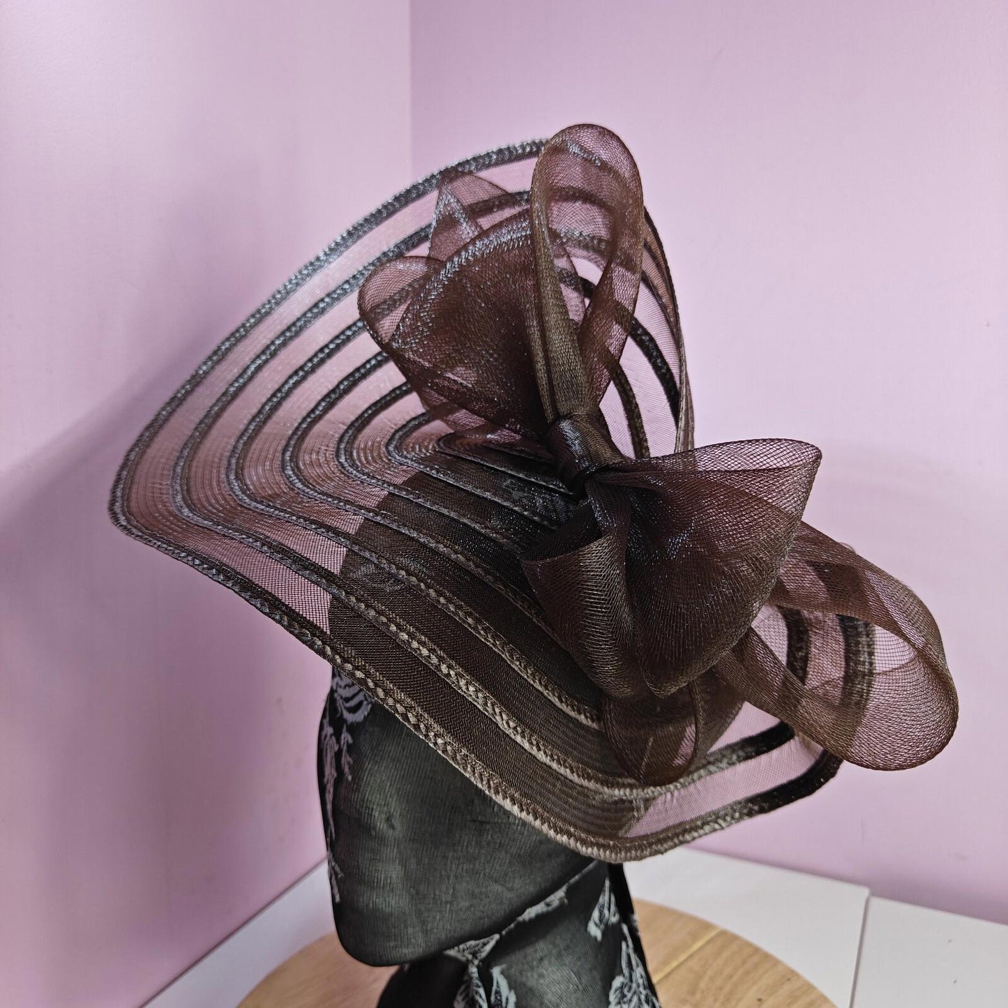 dark brown bow fascinator millinery wedding hat Kentucky Derby Royal Ascot