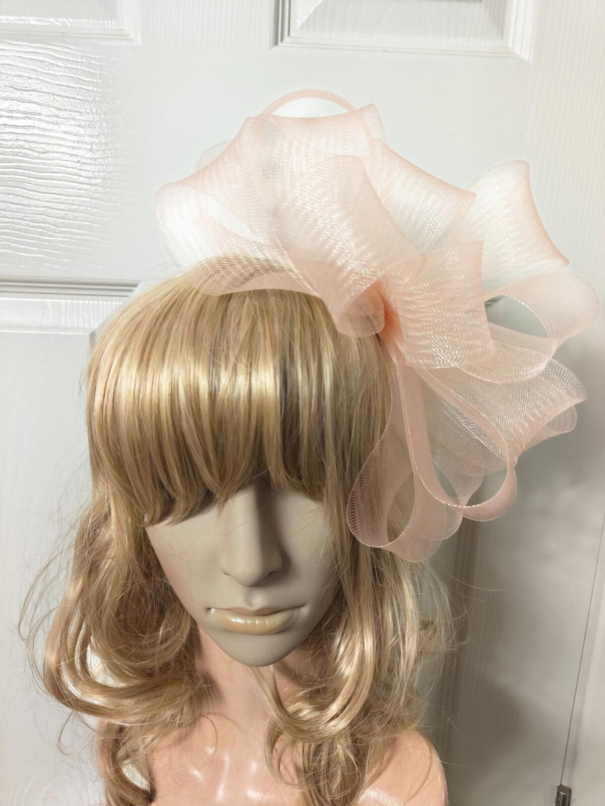 peach coral nude fascinator millinery burlesque headband wedding hat ascot race