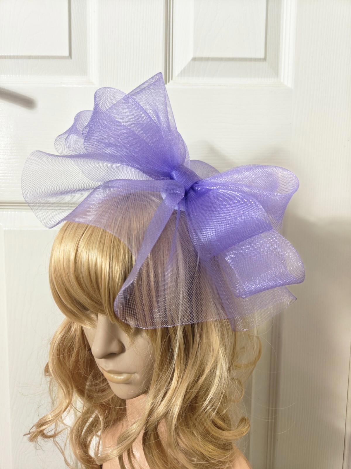 lilac purple fascinator millinery burlesque headband wedding hat ascot race