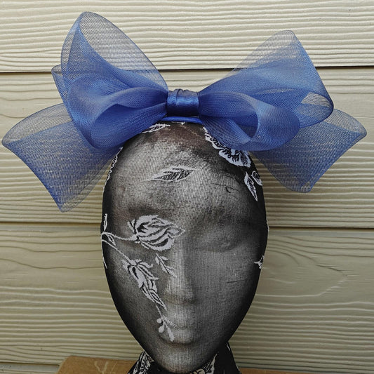 dark blue bow hair clip brooch fascinator millinery wedding hat race party