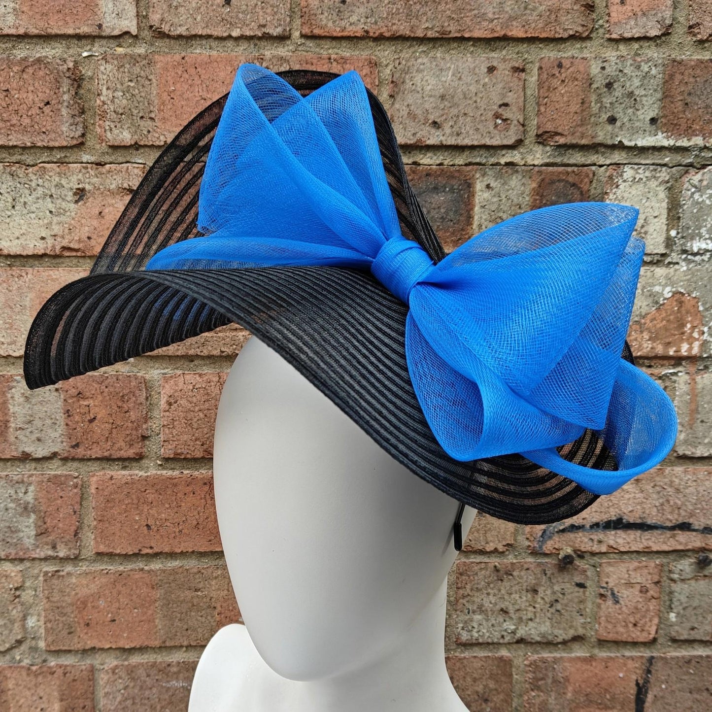 black blue bow crinoline fascinator millinery headband wedding hat party cosplay