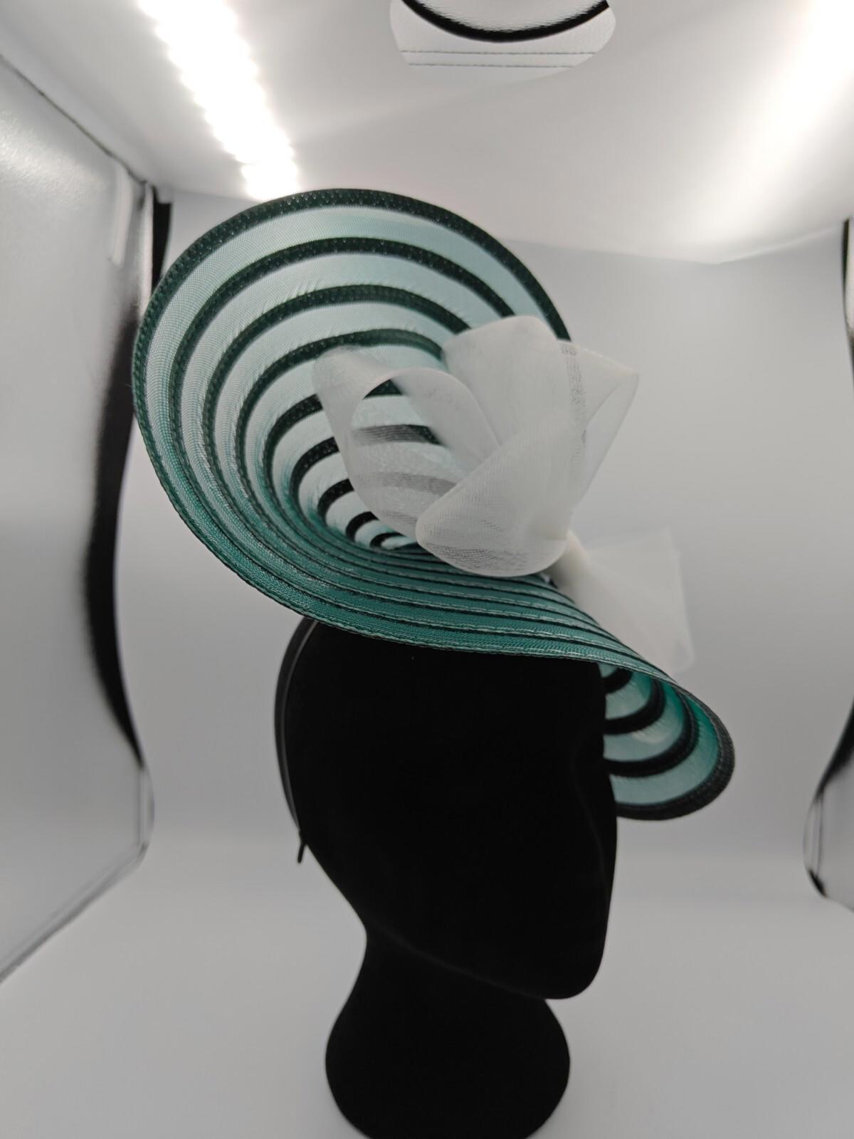 green white bow straw fascinator millinery burlesque headband wedding hat