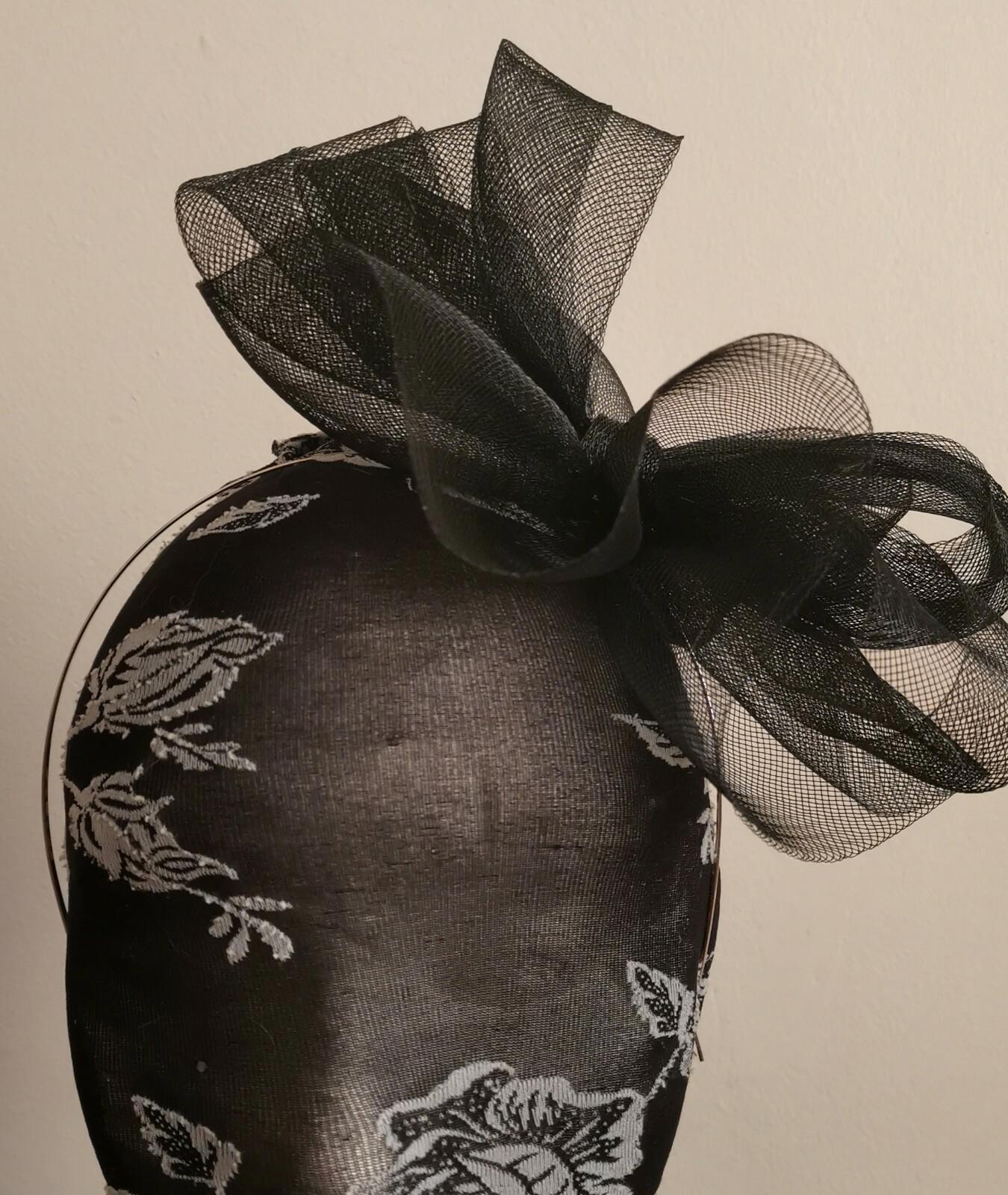 black fascinator millinery burlesque wedding hat hair piece ascot race bridal