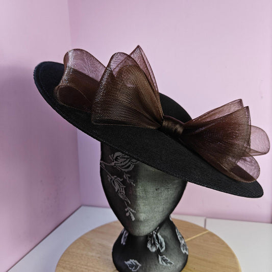black brown large fascinator wedding hat  Kentucky Derby Royal Ascot bow