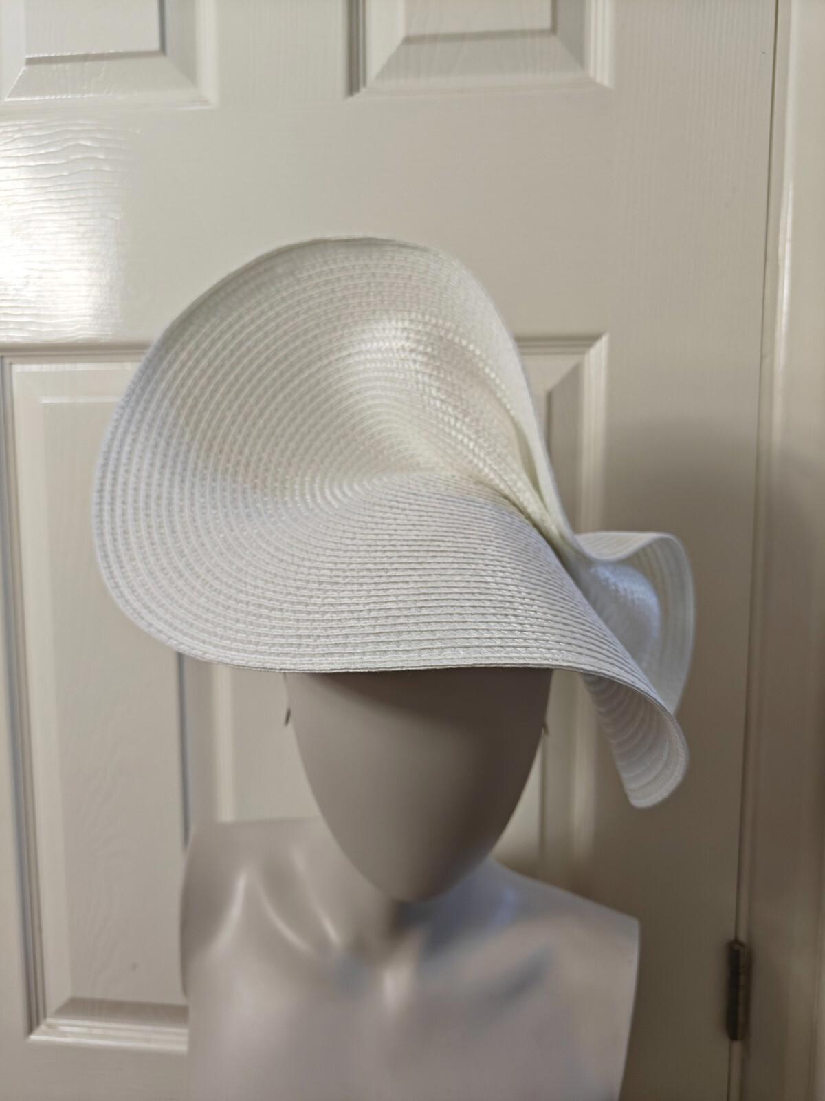 white large straw fascinator millinery burlesque headband wedding hat