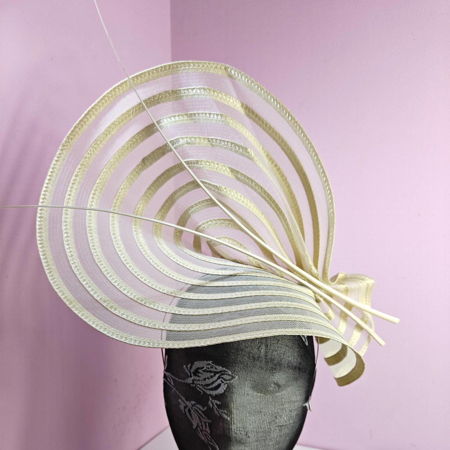 cream ostrich quill spine fascinator wedding hat Kentucky Derby Royal Ascot