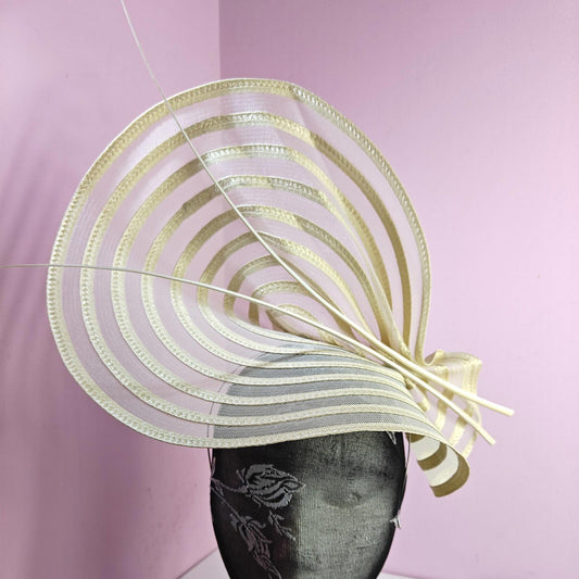 cream ostrich quill spine fascinator wedding hat Kentucky Derby Royal Ascot