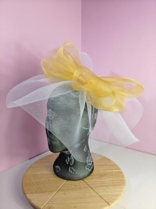 white gold fascinator millinery headband derby wedding hat ascot race