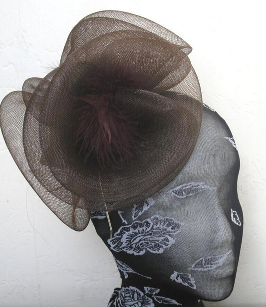 brown headband crin fascinator millinery hat wedding ascot