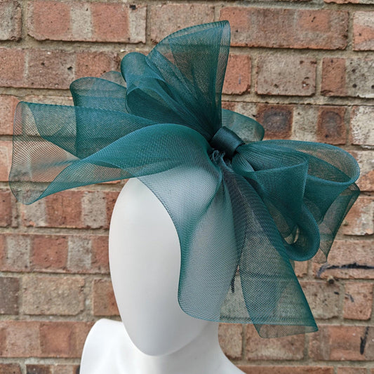 dark green handmade fascinator millinery headband wedding hat race party